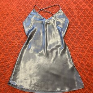 Blue Satin Slip Nightgown